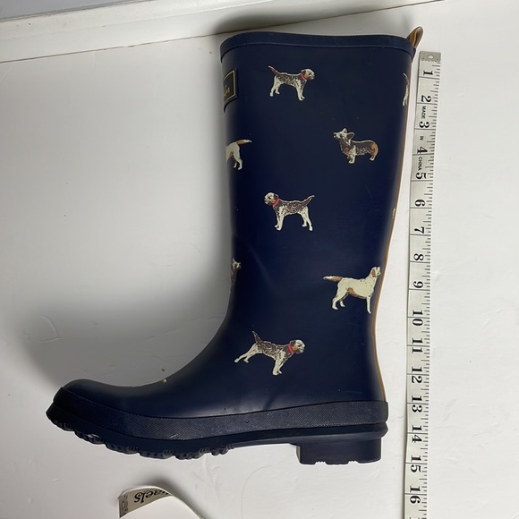 Joules tall welly Rain Boots Dogs corgi lab blue size 7 - Picture 11 of 11